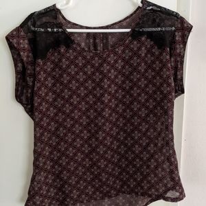 Flowy sheer top with lace trim